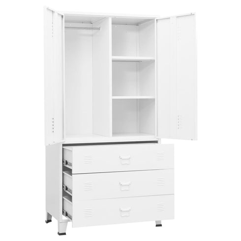 Lady Jillian -  Industrial Wardrobe White 90x50x180 cm Metal